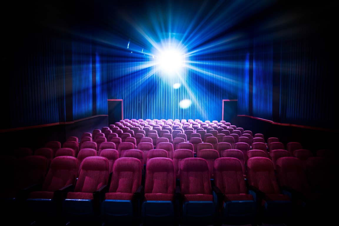 This is an image of a Movie theater that is all set to premier a movie.
